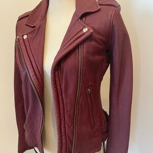 Burgendy IRO leather moto jacket euro size 38
